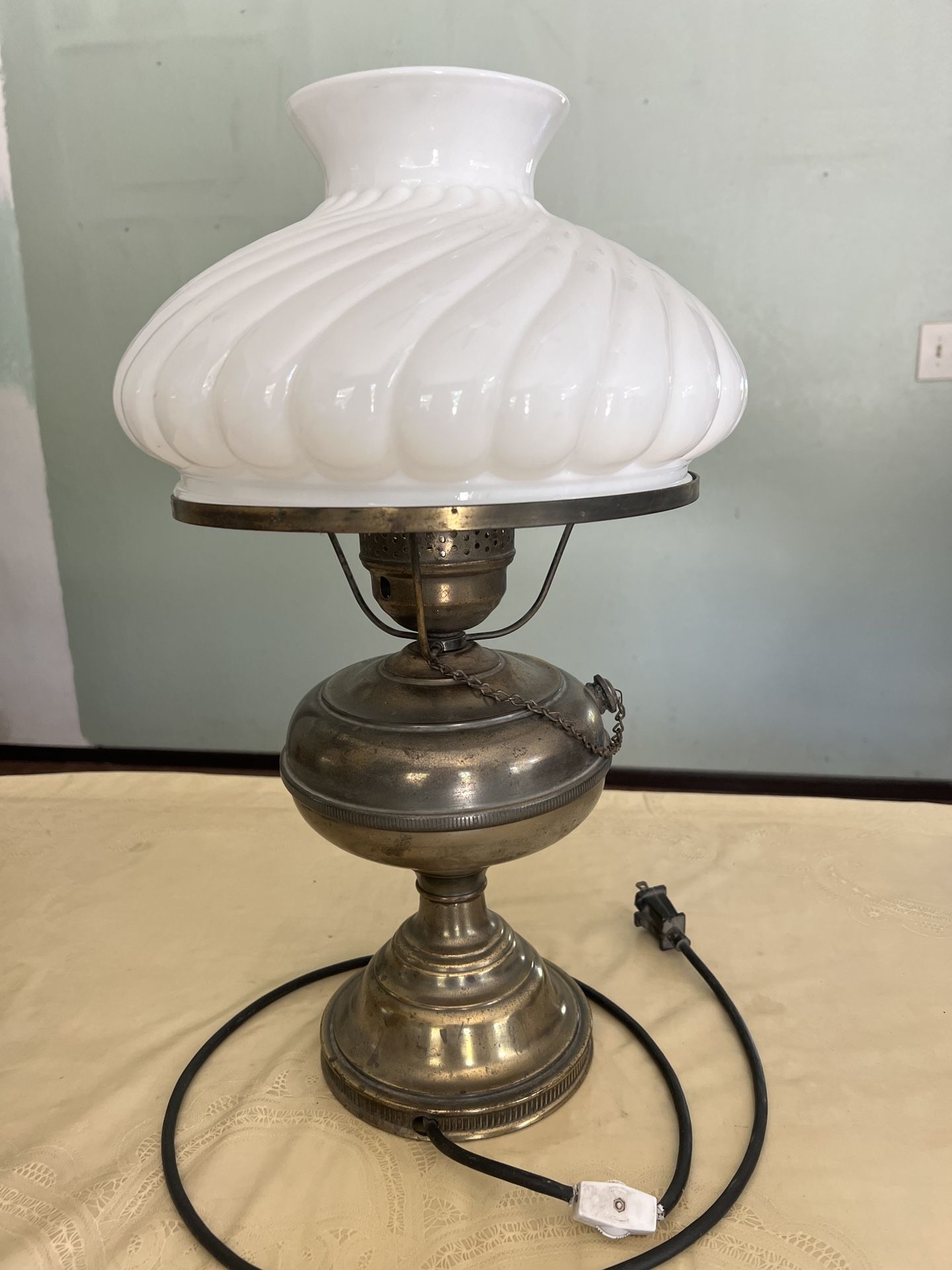 Antique Electrified Kerosene Oil Lamp