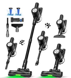 Cordless Stick Vacuum Cleaner, 500W Brushless Motor, Self-Standing, 55 Min Runtime for Hard Floors & Carpets