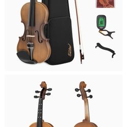 Eastar 3/4 Violin Set Fiddle EVA-3 Matte for Kids Beginners Students with Hard Case, Rosin, Shoulder Rest, Bow, and Extra Strings (Imprinted Finger Gu
