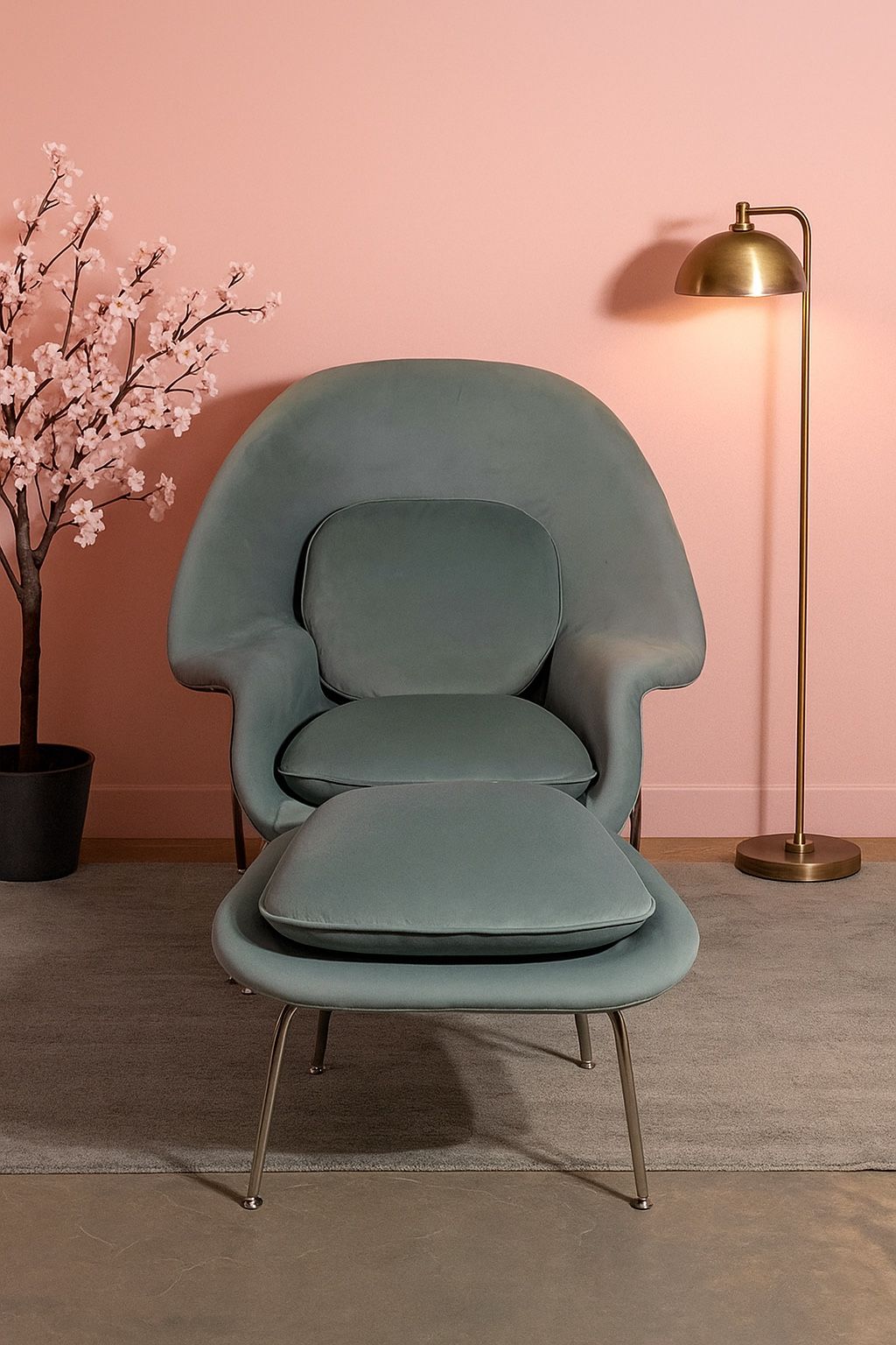 NEW Rove Concepts Womb Grey Mid-Century Modern Chair and Ottoman (Delivery Available)