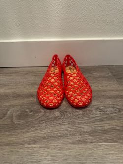 No Boundaries Red Jelly Cage Flats Women's Size 6 - NWOT