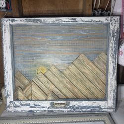 Rustic Sun & Mountain Peaks Wall Art | Reclaimed Window Sash | Handmade Wood Decor 🖼️