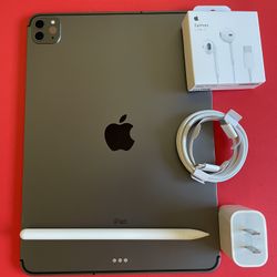  128GB Apple IPad Pro 11” 3rd Generation (2021 model / M1 chip ) WiFi + Cellular (5G / Unlocked) with pen, keyboard & Accessories (256gb $679) 