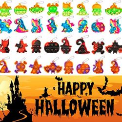 32Pcs Halloween Mini Pop Fidget Toys Packs for Kids Girls Boys Halloween Party Favors Halloween Treat Bags Gifts Stress Relief