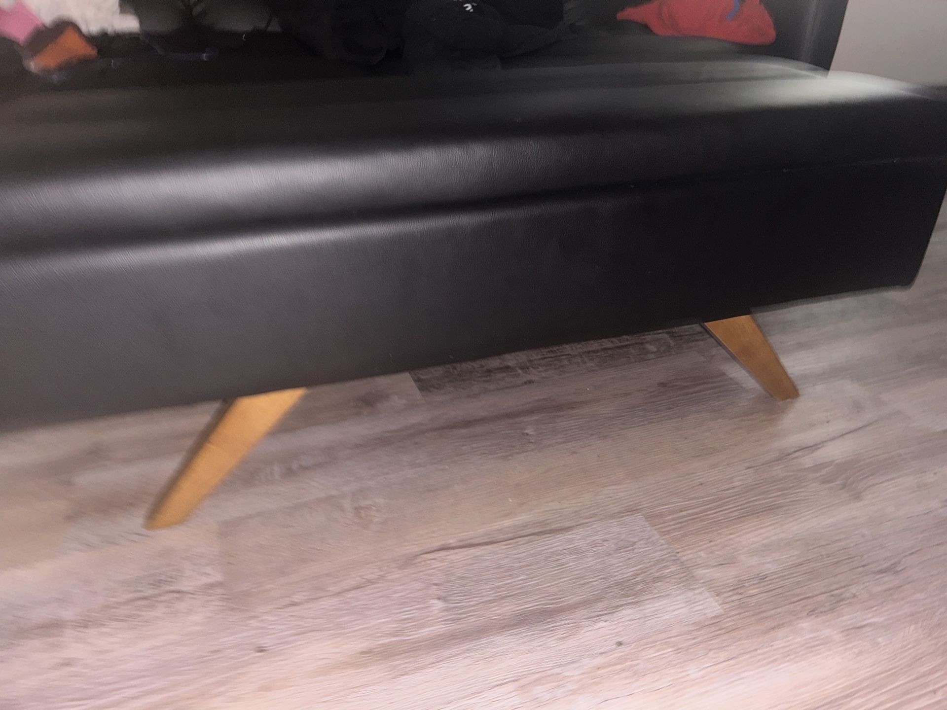 Black Faux Leather Ottoman