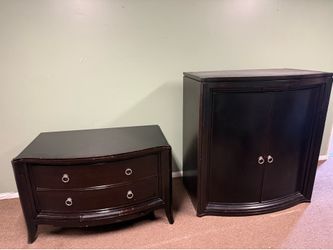 2-Piece Dark Wood Armoire / Chest Set
