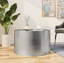 New Open Box Christopher Knight Home Rache Modern Round Coffee Table Industrial Silver