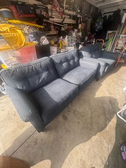 Blue Gray Sofa and Accent Chair Set