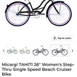 Micargi TAHITI 26” Beach Cruiser Bike, Matte Black
