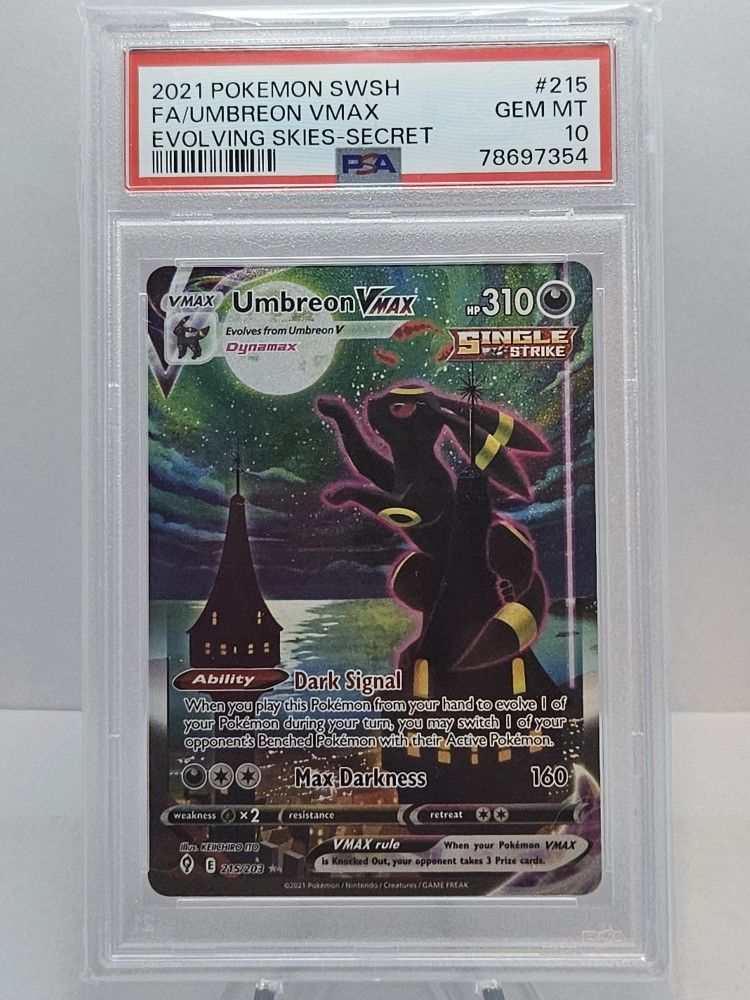 PSA 10 Umbreon Vmax #215 Pokemon Evolving Skies 2021