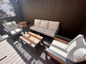 Outdoor Aluminum 3-Piece 5-Seat Patio Conversation Set with Light Gray Thick Cushions