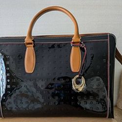 NWT Arcadia Italian Patent Leather Tote - Black Tan