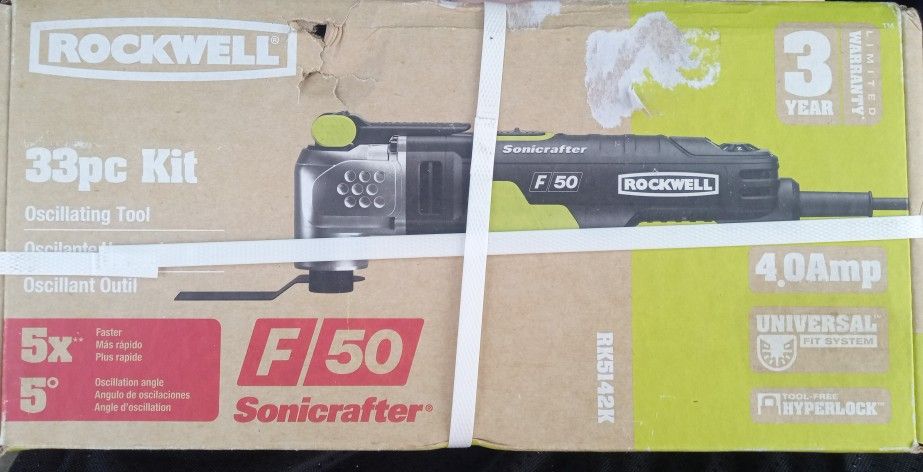 NEW IN THE BOX UNOPENED AND NEVER USED!!! Rockwell RK5142K 4.0 Amp Sonicrafter F50 Oscillating Multi-Tool