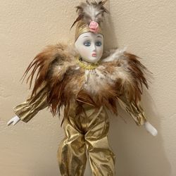 Vintage Porcelain Clown Doll  16 Inch   