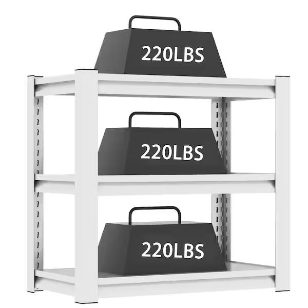 Heavy-Duty 3-Tier Metal Storage Rack | Adjustable Shelves β White (34β)