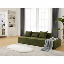 89" Green Chenille High Density Foam Injected Right Chaise Sofa Sectional [NEW IN BOX] **No Assembly Req**