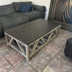 Farmhouse Rustic Marble Top Table 