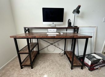 Large Industrial Computer Desk with Shelves