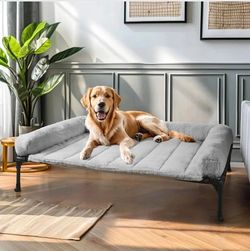 Veehoo Elevated Dog Beds Large Sized Dog with Fluffy Plush Bolster Cushion
Orthopedic Raised Dog Beds for Indoor Outdoor, Soft Pet Sofa Cot with Remov