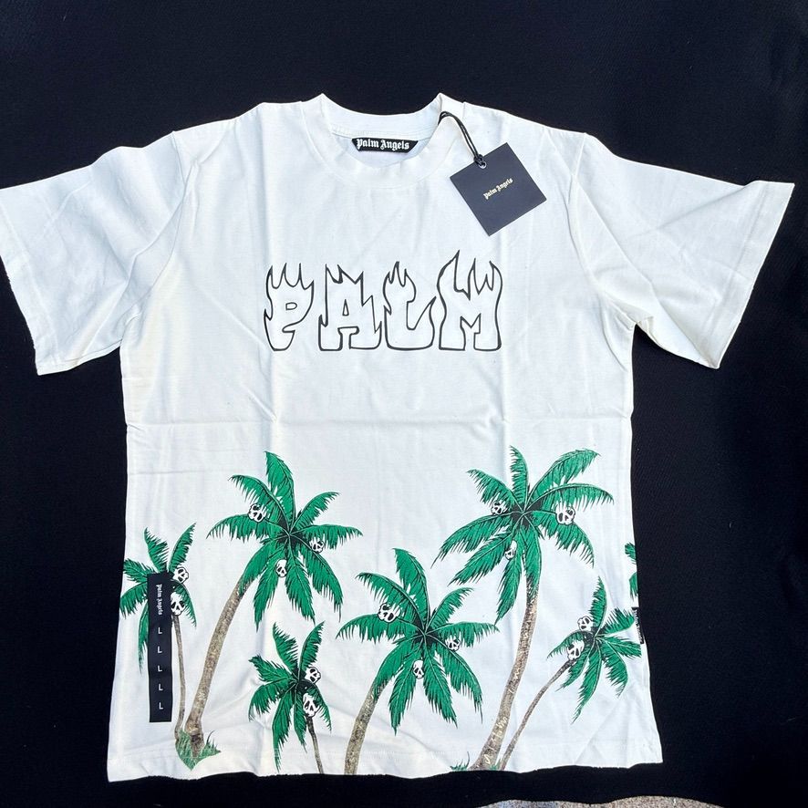 Palm Angels Palms/Skull Vintage T-Shirt White/Green Large