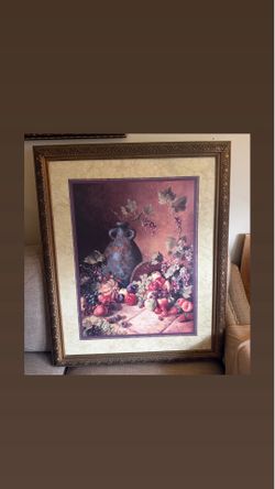 Beautiful Large Still Life Art in Ornate Gold Frame