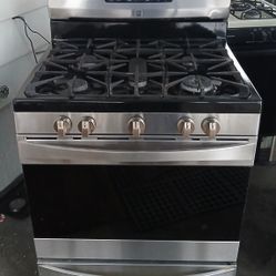 Stove. Fridge. Stainless 