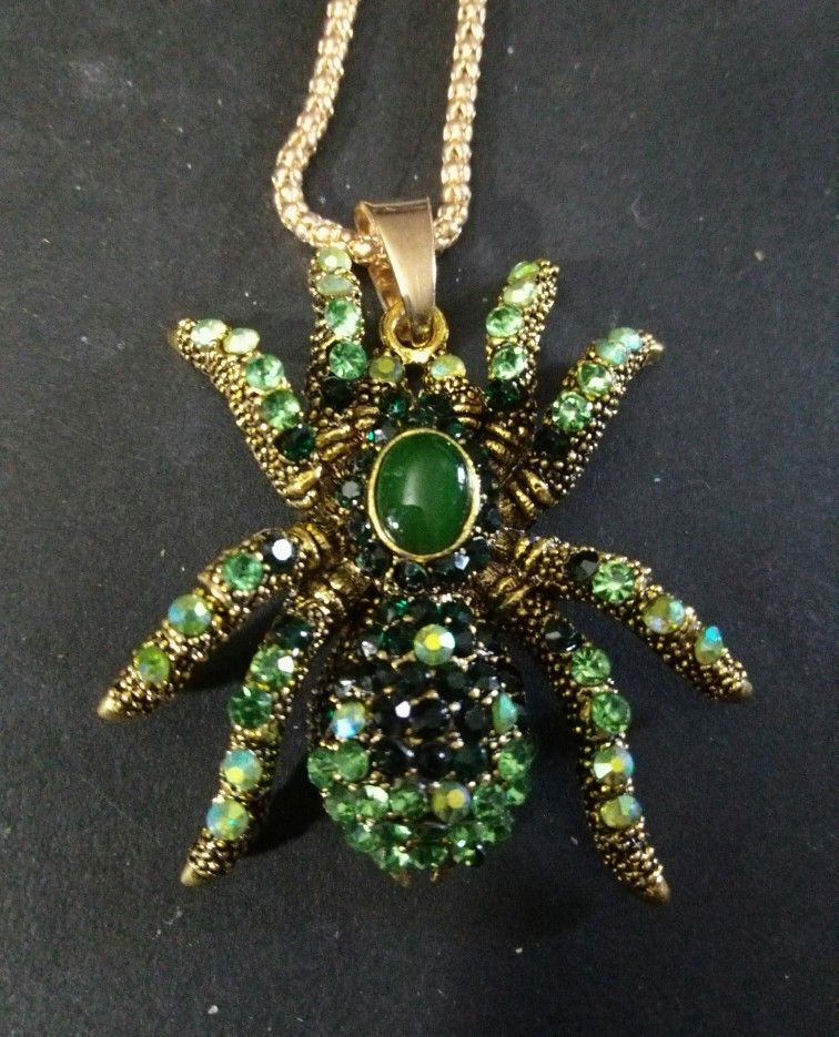 Spooky Green Tarantula Spider Necklace
