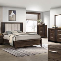 4PC Brown Queen Bedroom Set 
