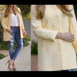 Zara Yellow Gingham Checkered Blazer Coat 
