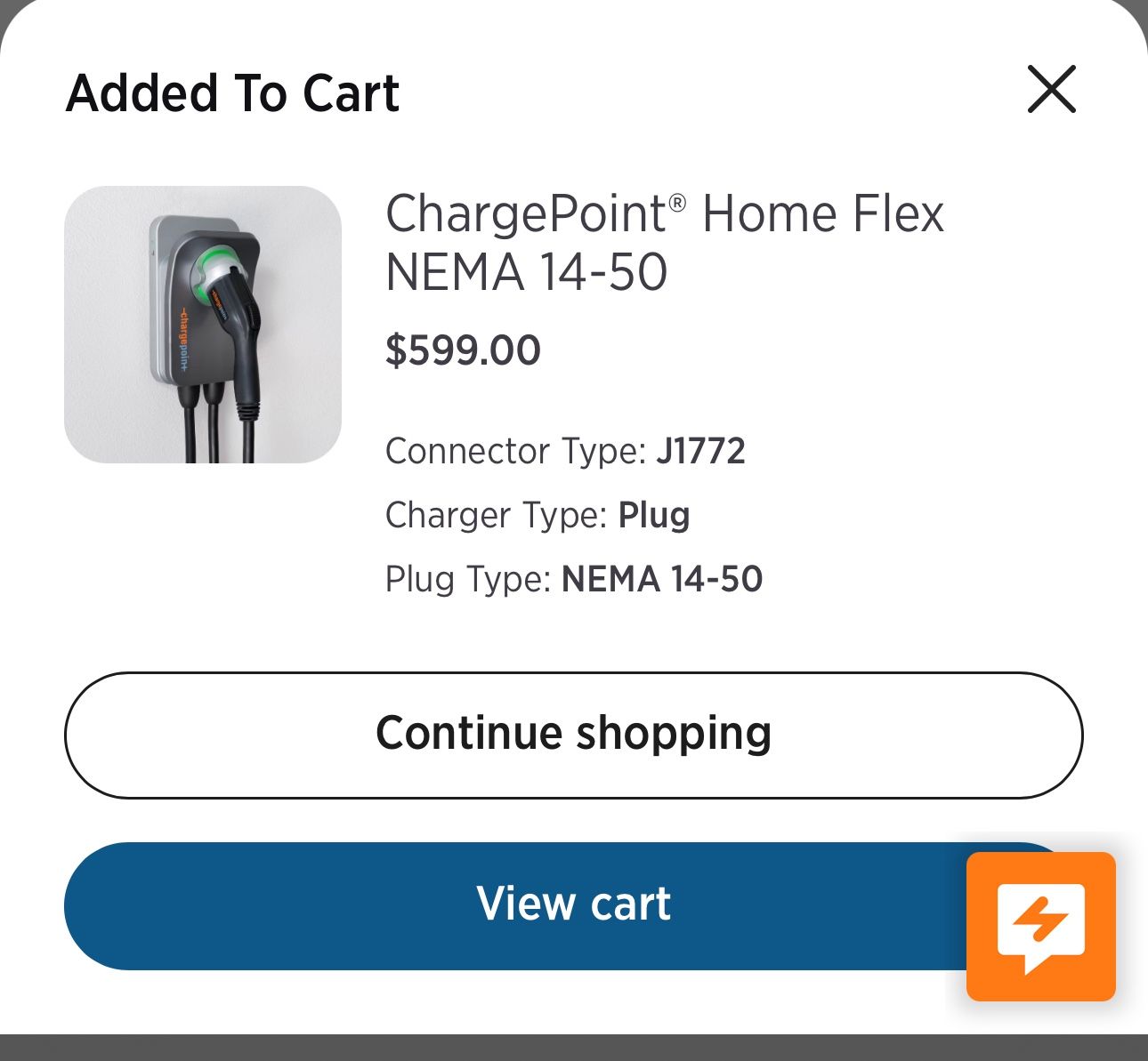 Electric Vehicle Charger Plug-In Level 2 50A