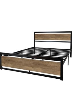 Heavy Duty Queen Size Bed frame with Modern headboard