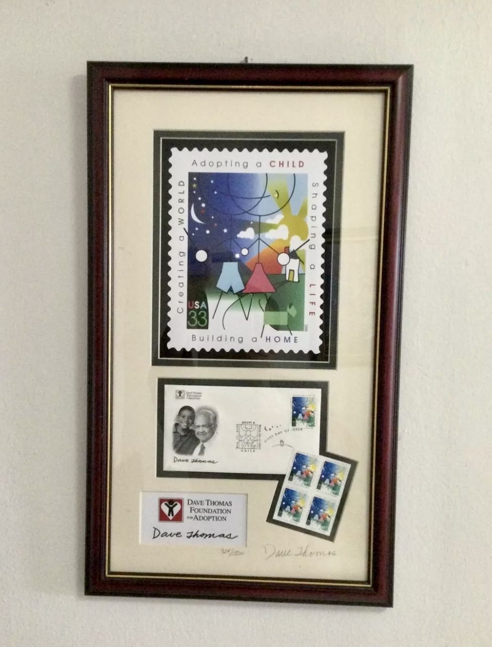 Rare Wendy’s Dave Thomas Foundation For Adoption Autographed Picture & Stamp