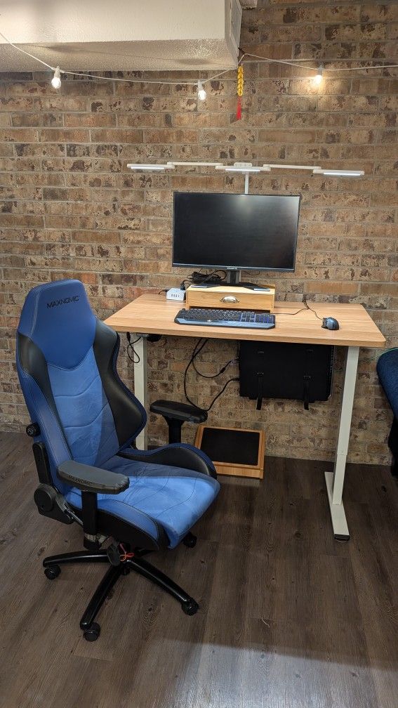 Electric Height Adjustable Desk with MAXNOMIC Chair Set for Home Office and Computer Workstation