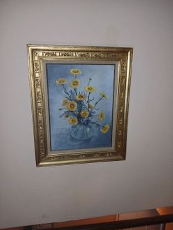 Framed Floral Still Life Oil Painting