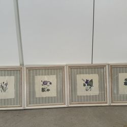 Set of 4 Floral Print Framed Wall Art Decor Gallery Botanical