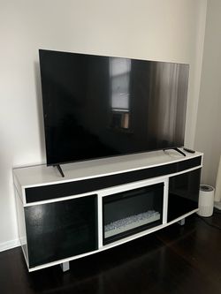 TV Stand with Electric Fireplace Insert + Bluetooth Speaker