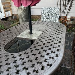 Table With Umbrella And 2 Chairs $75