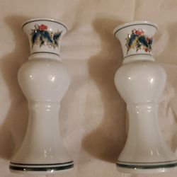 Set of two Porcelain Candle Holders