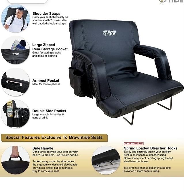 New BRAWNTIDE Stadium Seat with Back Support -