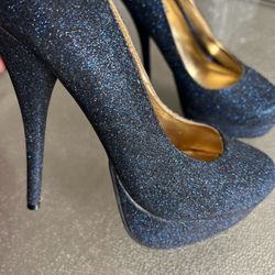 Charlotte Russe Navy Glitter High Heels Sz 6 ,used 