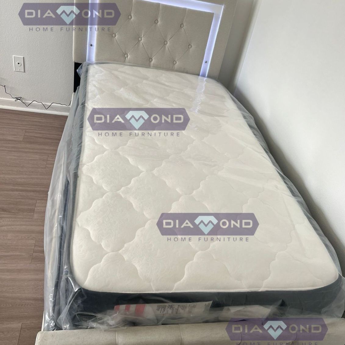 TWIN SIZE LED BED W/ 12” MATTRESS 