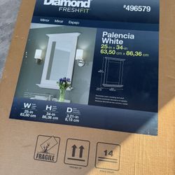 Palencia white framed bathroom vanity mirror