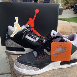 Size 7 Jordan 3 Retro (2024) Black Cement (WORN 2x)