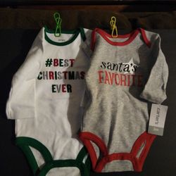 Two -Carter's Christmas Bodysuit 3 Mths
