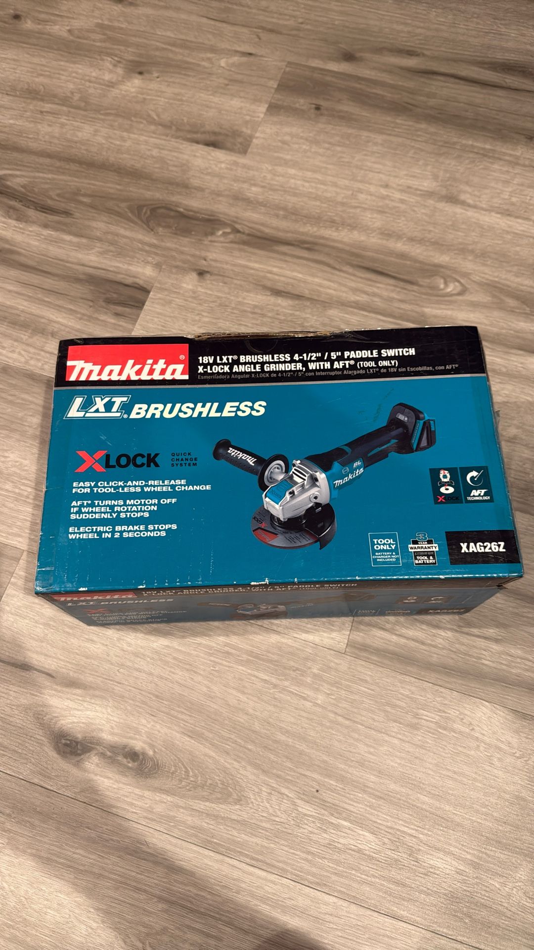 Makita 18V LXT Paddle Switch X-LOCK Angle Grinder