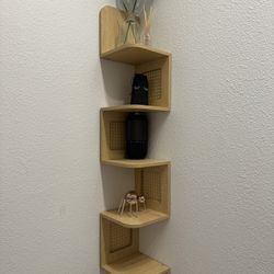 rattan corner shelf