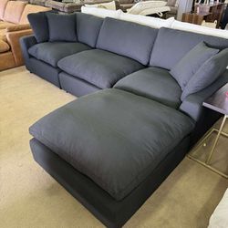 Manhattan Black / Sand Linken Modular Sectional Sofa 4 Pc📣Same Day Delivery📣 