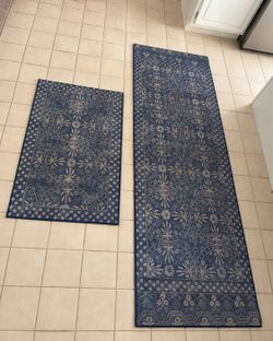 2-Piece Blue Accent Rug Set – Great Condition