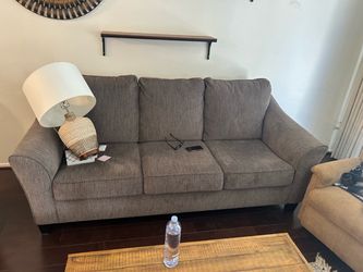 Gray Fabric Upholstered Sofa with pullout full size bed