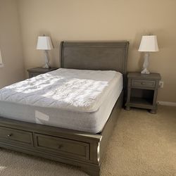 FULL SIZE BED FRAME & NIGHTSTANDS